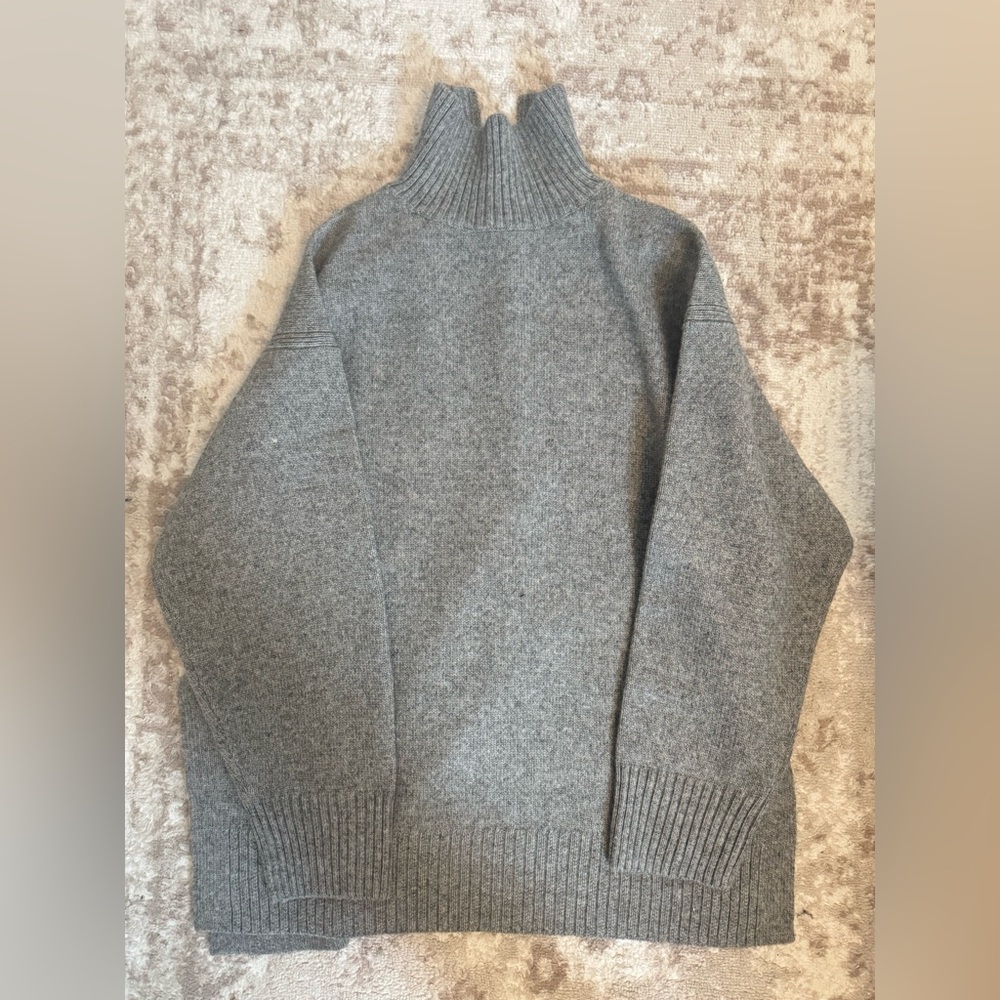 Grey Wool Turtleneck Sweater